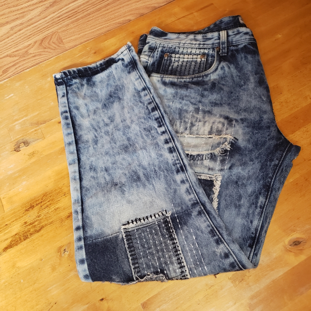 Akademiks Blue Patchwork Relaxed Jeans - image 3